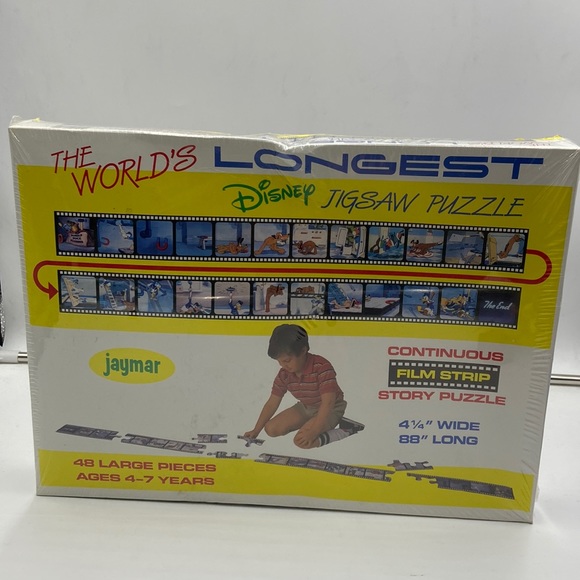 Disney Vintage Film Strip Jigsaw Puzzle 4 1/4” x 88” (48 pc) Ages 4-7 - Picture 1 of 8